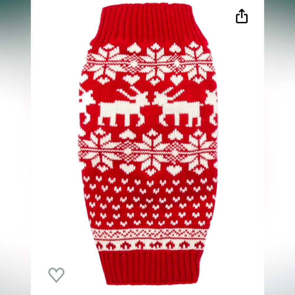 New Red Christmas Reindeer Holiday Festive Dog Sweater for Dogs, size small